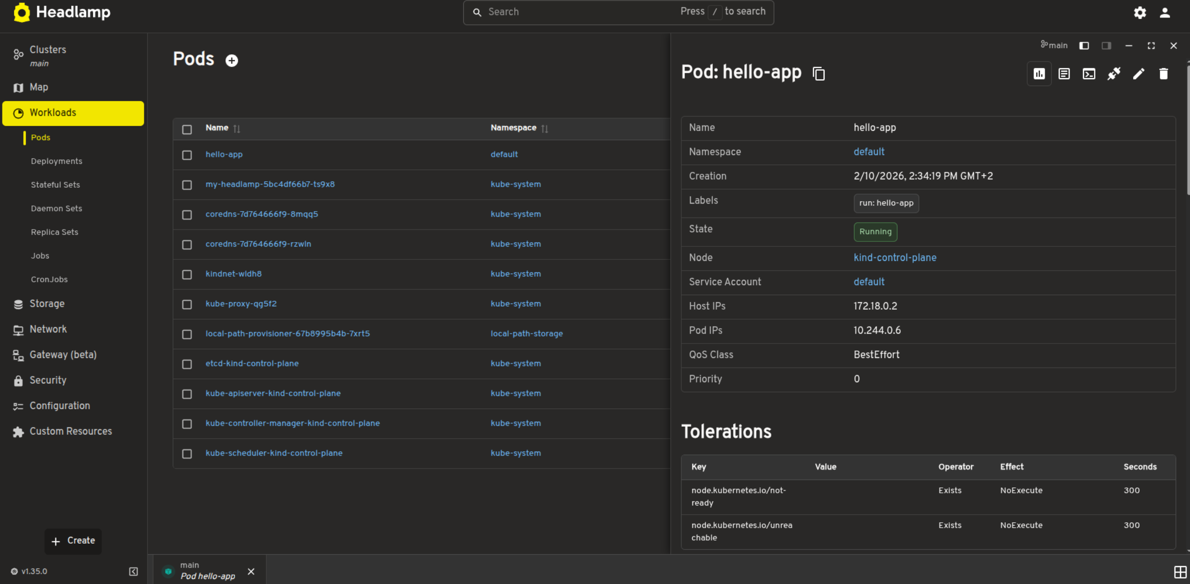 Headlamp pod details